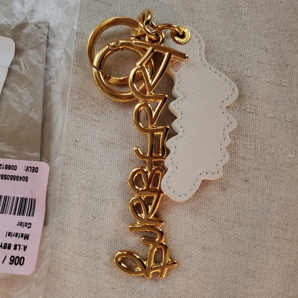 Burberry Doodle gold & white bag charm keyring 100% Authentic - Picture 2 of 4
